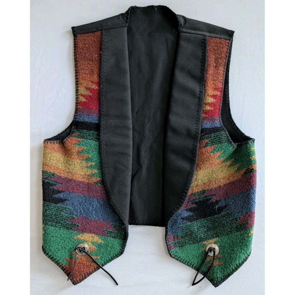 VTG Thomas Louis Habeeb South Cross Southwestern Wool Blend Wos Vest Med Texas